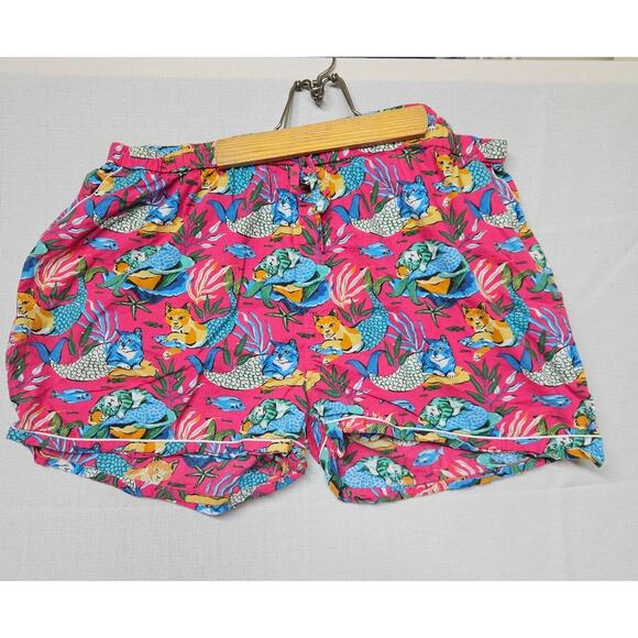 Printfresh Meowing Mermaids Short Sleep Set Cats Pink Colorful Size 2X - Picture 4 of 8